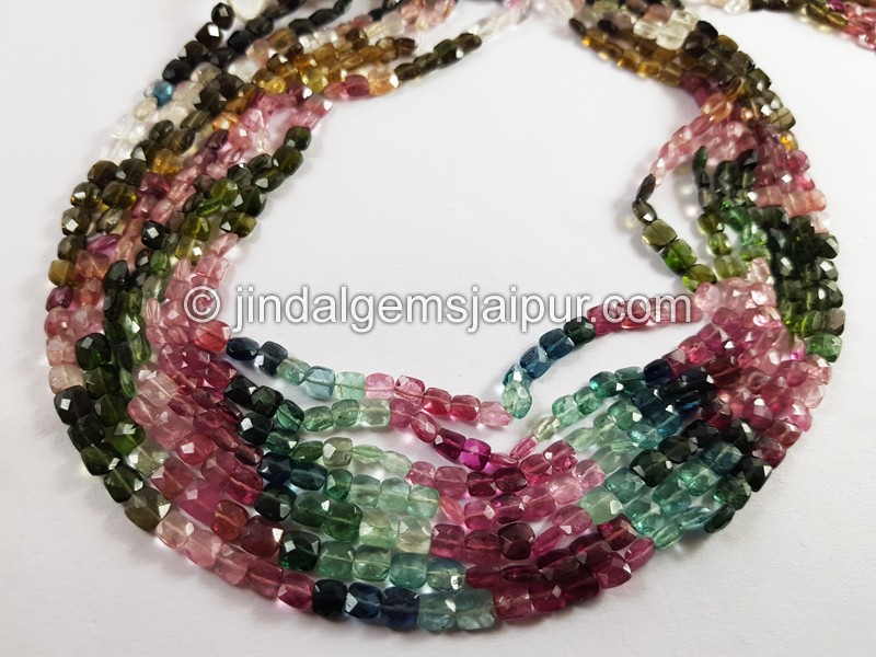 Tourmaline Faceted Cushion Beads